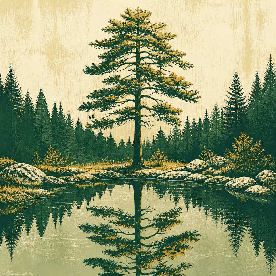 A tree reflected in still water