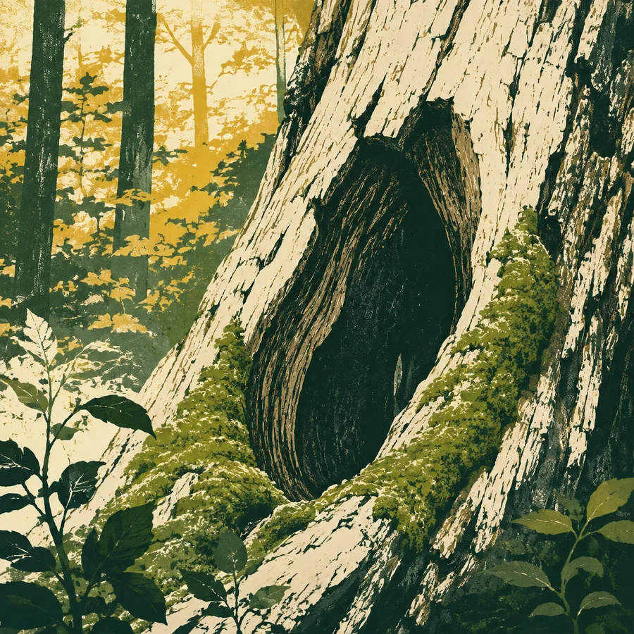 A sheltered tree hollow